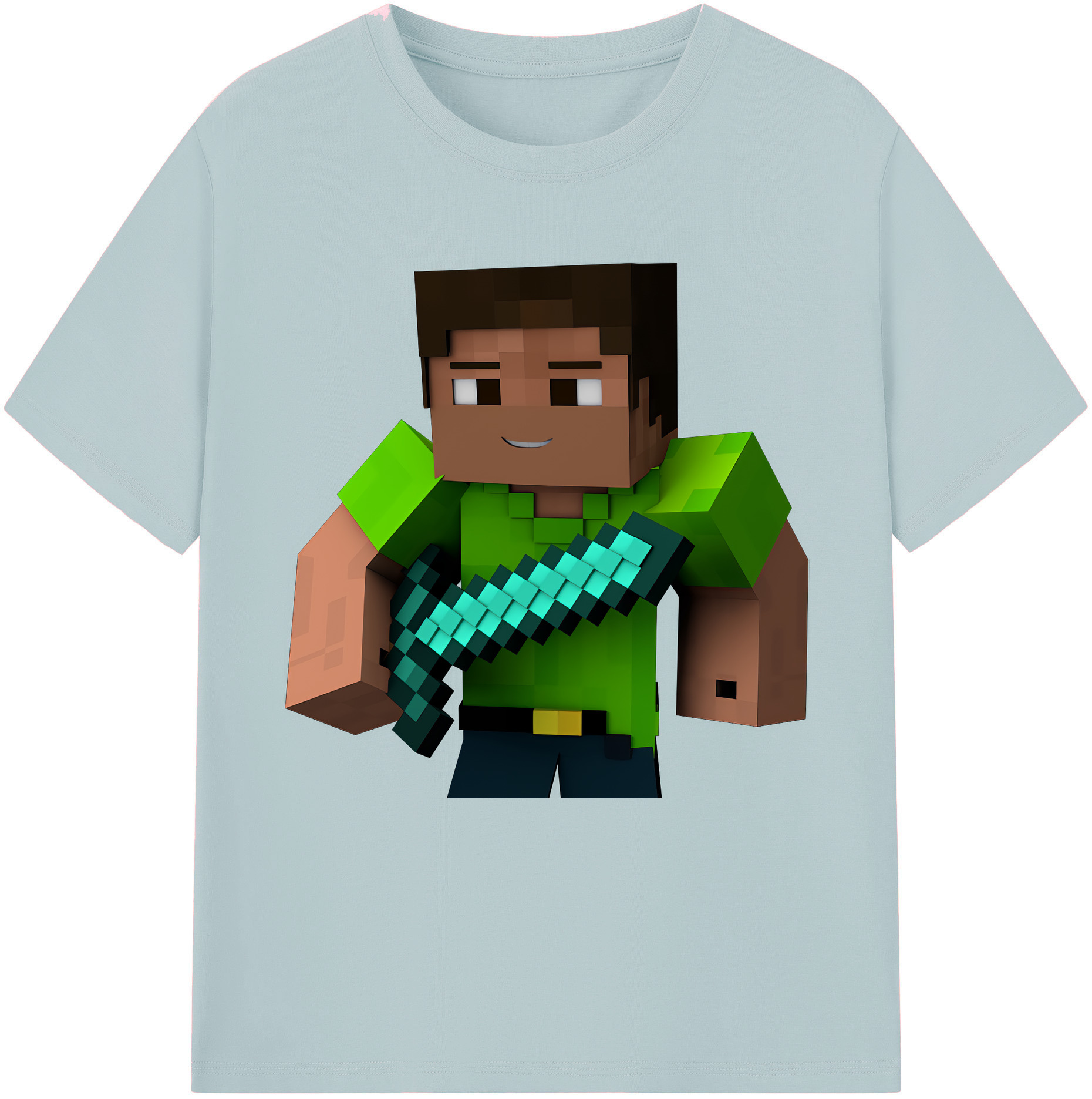 （画像用） マインクラフト ブロックの世界 Minecraft MC Block world 綿100％半袖Tシャツ（フロントプリント）